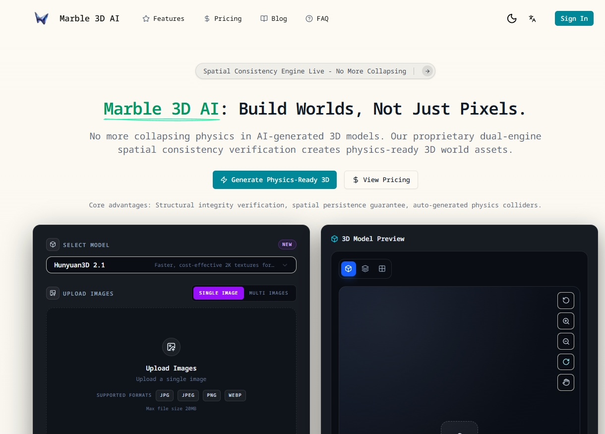 Marble 3D AI Generator | Text & Image to 3D Models